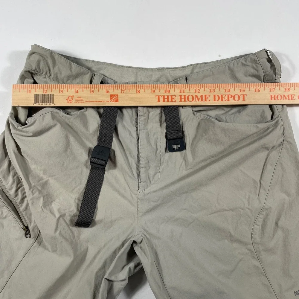 The North Face Convertible Hiking Pants Mens 34x30 Zip Off Belted Khaki Gray